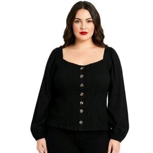 Womens Black Button Down Accent Blouse Top Size XXL | Brand New With Tags | Sexy